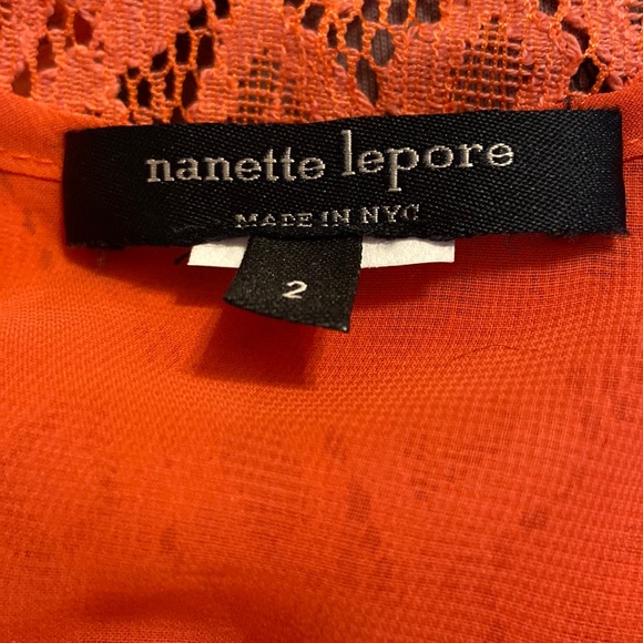Nanette Lepore Coral Lace Racerback Top Sz 2 - Picture 5 of 5